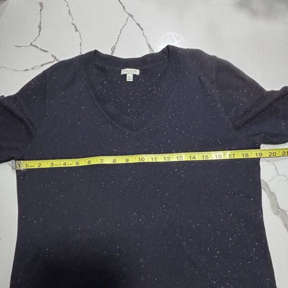 Talbots | Women’s Navy Speckled V neck Pullover Knit Sweater Sleeve Buttons Mp - Picture 12 of 14